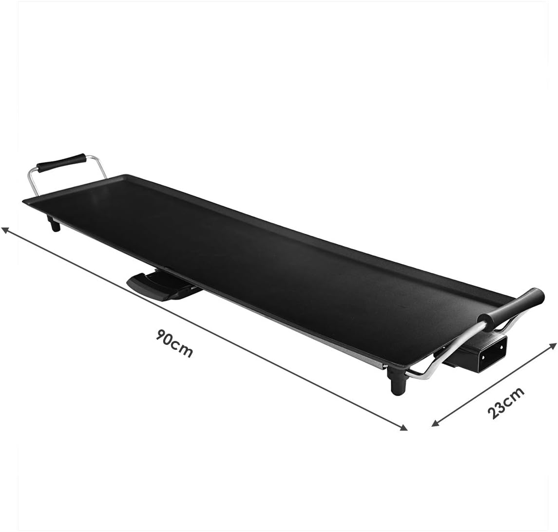 Електрическа скара-плоча 90 x 23 см, незалепваща каменна повърхност, 2000 W, с регулируем термостат и тава за събиране на мазнина. - Image 3