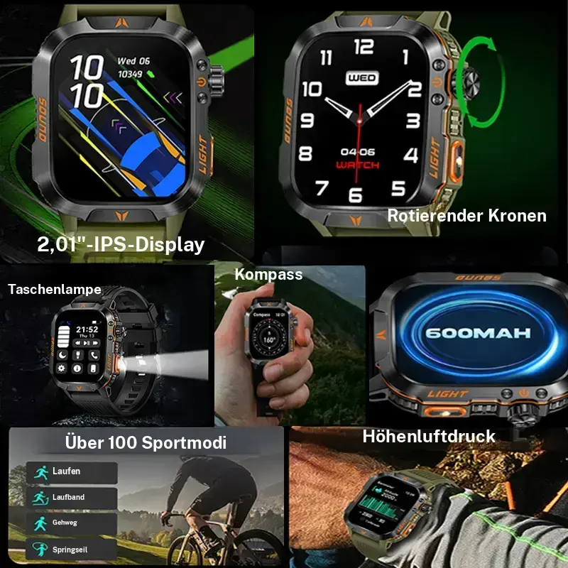 Multi-functional Smart Watch with Flashlight Compass, Fashionable Digital Watch with Heart Rate Monitoring & Sleep Tracking, Sports Watch with Multiple Sports Modes for Women & Men - Image 5