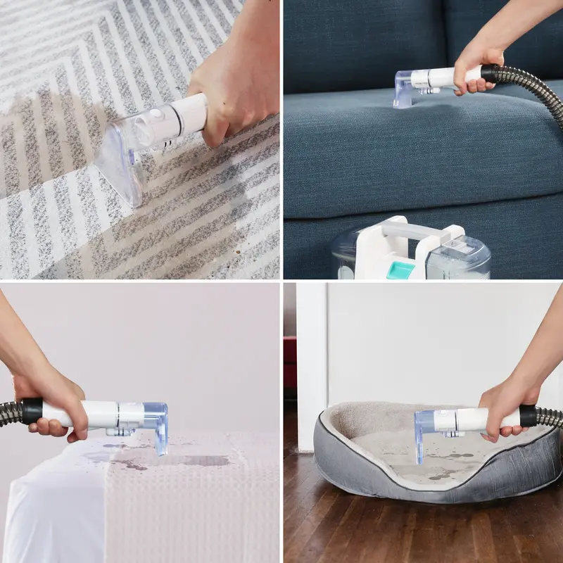HAUSHOF StainZapper Shampoo-Entstauber, Teppichreiniger 400W, Polsterreiniger mit Doppelbehältern 1,1L+0,5L, Schlauch 1,2m, 85dB, 2 Düsen für Auto/Kissen/Vorhänge/Tiere, Zubehör inklusive - Image 5