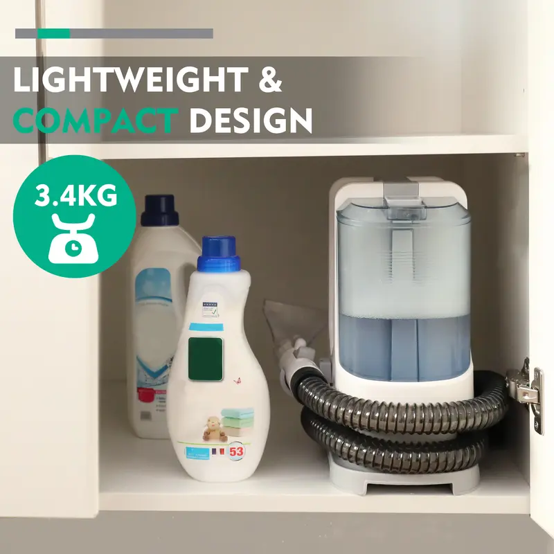 HAUSHOF StainZapper Shampoo-Entstauber, Teppichreiniger 400W, Polsterreiniger mit Doppelbehältern 1,1L+0,5L, Schlauch 1,2m, 85dB, 2 Düsen für Auto/Kissen/Vorhänge/Tiere, Zubehör inklusive - Image 2
